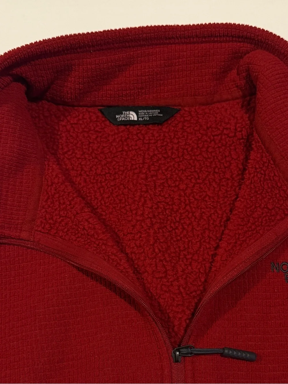 North Face Red Quarter Zip Microgrid Fleece
